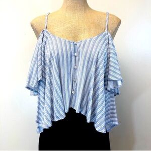 Fashion NOVA striped cold shoulder crop‎ top